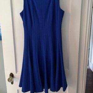 Royal blue Calvin Klein pleated a-line dress